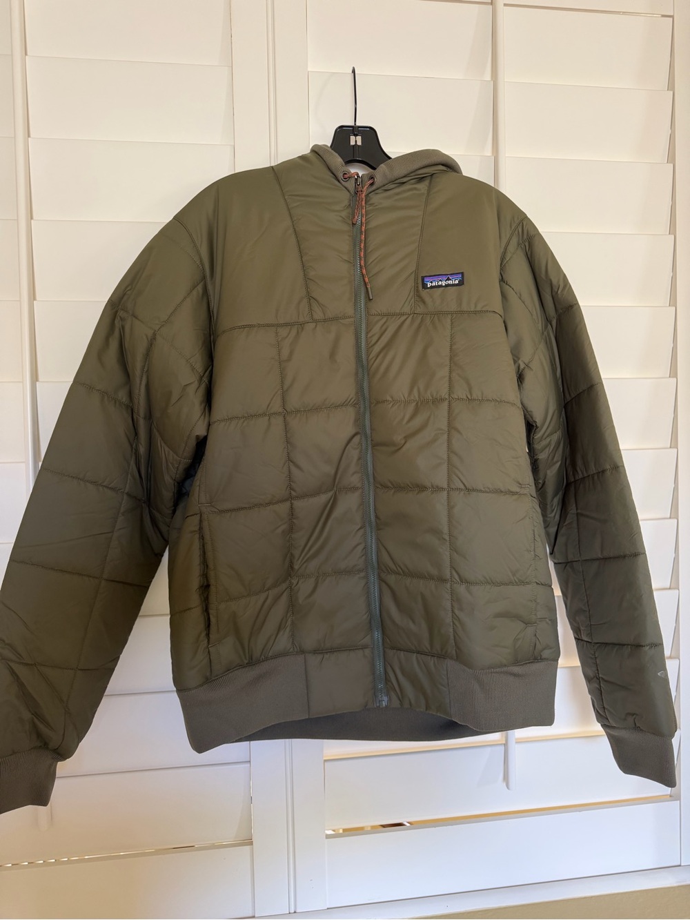 Patagonia Olive Green Quilted Hooded Puffer Jacket